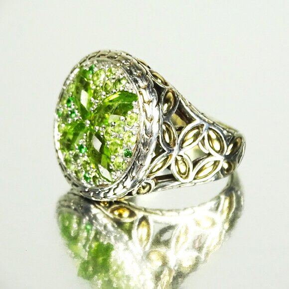 John Hardy Jewelry - JOHN HARDY Batu Kawung Sterling Silver 18K Gold Peridot Tsavorite Ring Sz 9.5
